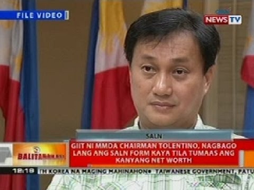 BT: Giit ni MMDA Chair. Tolentino, nagbago ang SALN form kaya tila tumaas ang kanyang net worth