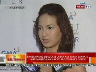 BT: Pagsampa ng libel kay Sarah Lahbati, inirekomenda ng Makati Prosecutor's Office