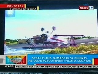 BP: Spray plane, bumagsak sa runway ng old Davao airport