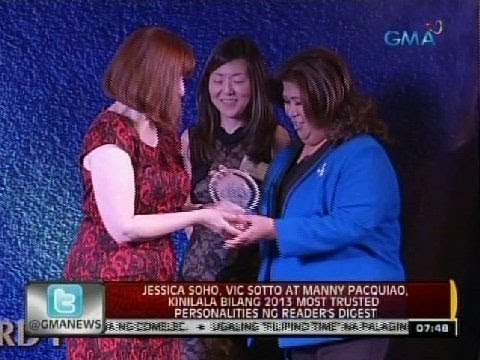 Jessica Soho, Vic Sotto at Manny Pacquiao, kinilala bilang 2013 Most Trusted Personalities
