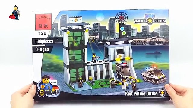 LEGO Police Station. Police car. Designer Brick Police 129 Riot Police Office.