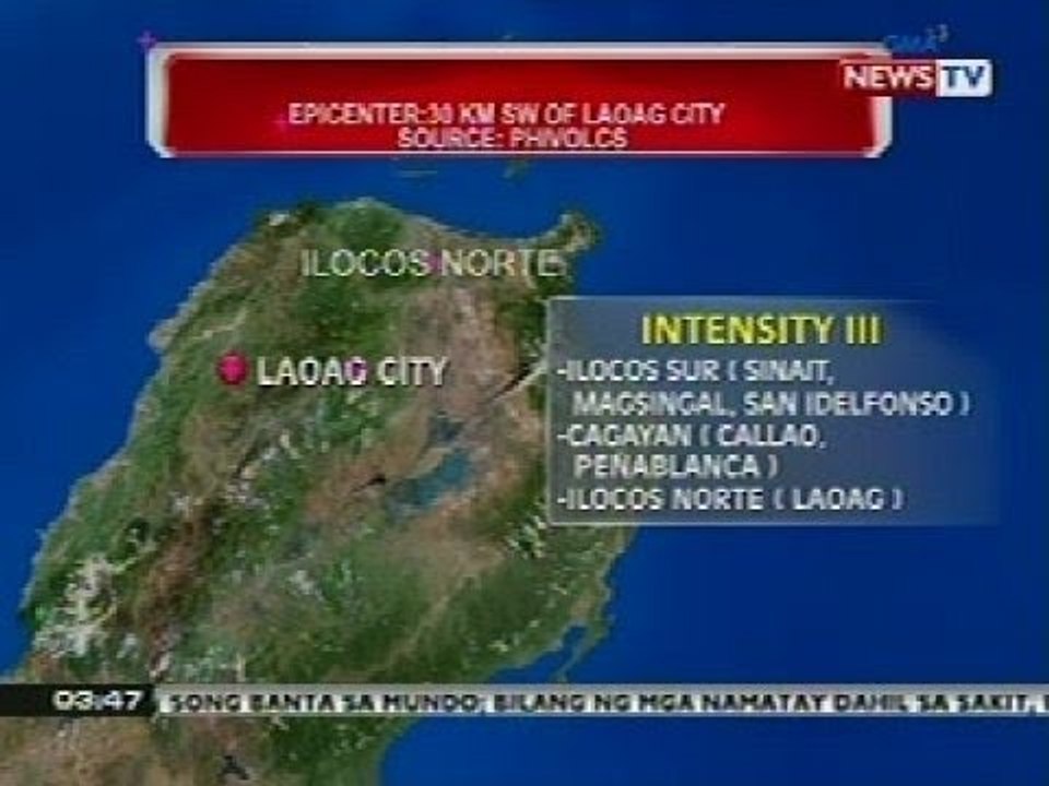 BP: Magnitude 5.2 na lindol, niyanig ang ilang bahagi ng Ilocos Region