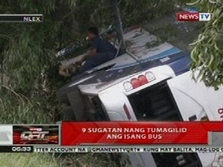 QRT: 9 sugatan nang tumagilid ang isang bus