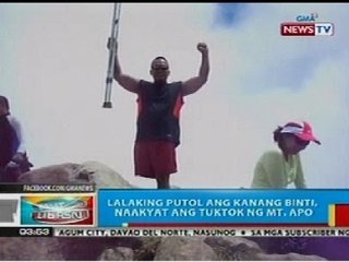 BP: Lalaking putol ang kanang binti, naakyat ang tuktok ng Mt. Apo