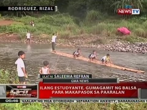 QRT: Ilang estudyante sa Rodriguez, Rizal, gumagamit ng balsa para makapasok sa paaralan
