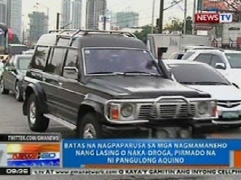 NTG: Batas ng nagpaparusa sa mga nagmamaneho nang lasing o naka-droga, pirmado na ni PNoy