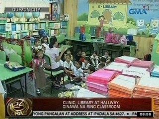 24Oras: Clinic, library at hallway, ginawa na ring classroom sa isang paaralan sa QC
