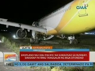 Video herunterladen: Eroplano ng Cebu Pacific na sumadsad sa runway, sinisikap pa ring tanggalin ng mga otoridad