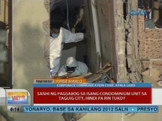 UB: Sanhi ng pagsabog sa isang condominium unit sa Taguig City, hindi pa rin tukoy