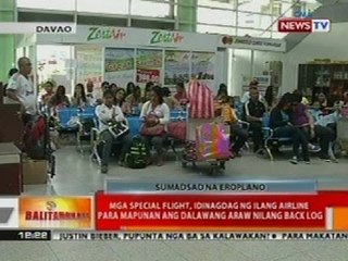 BT: Mga special flight sa Davao, idinagdag ng ilang airline para mapunan ang 2 araw nilang back log