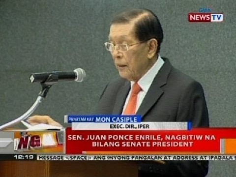 BT: Sen. Juan Ponce Enrile, nagbitiw na bilang senate president