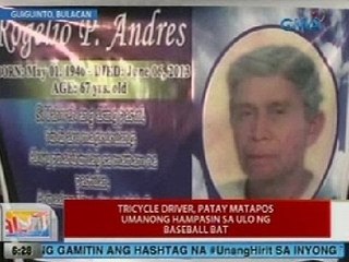 UB: Tricycle driver sa Bulacan, patay matapos umanong hampasin sa ulo ng baseball bat