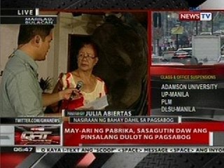 QRT: Isa sa mga bahay, nabagsakan ng bahagi ng tangke mula sa pabrika