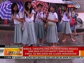 BT: MMDA, umaapelang pauwiin nang maaga ang mga estudyante't empleyado, dahil sa malakas na ulan