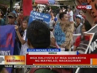 BT: Mga raliyista at mga guwardya ng Maynilad sa Manila, nagkagirian