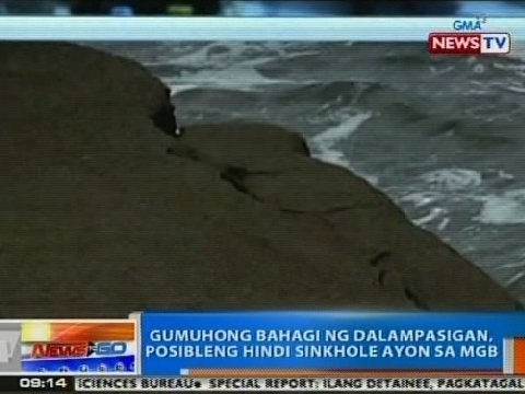 NTG: MGB: Gumuhong bahagi ng dalampasigan sa Zambales, posibleng hindi sinkhole
