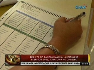 24 Oras: Resulta ng random manual auditing sa Eleksyon 2013, ikinatuwa ng Comelec