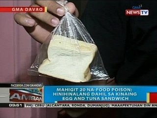 Mahigit 20 taga-Davao City; hinihinalang na-food poison dahil sa kinaing egg and tuna sandwich