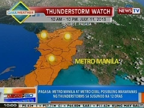 NTG: PAGASA: Metro Manila at Metro Cebu, posibleng makaranas ng thunderstorms sa susunod na 12 oras