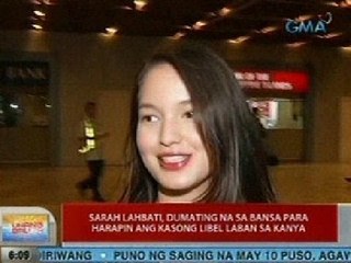 UB: Sarah Lahbati, dumating na sa bansa para harapin ang kasong libel laban sa kanya