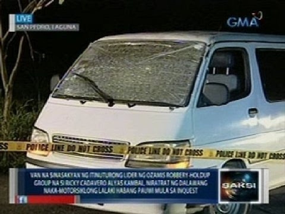 Lider at miyembro umano ng Ozamis robbery group, patay nang tambangan ang kanilang van sa Laguna