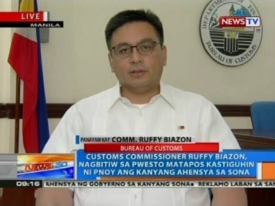 Customs Comm. Ruffy Biazon, nagbitiw sa pwesto matapos kastiguhin ni PNoy ang kanyang ahensya