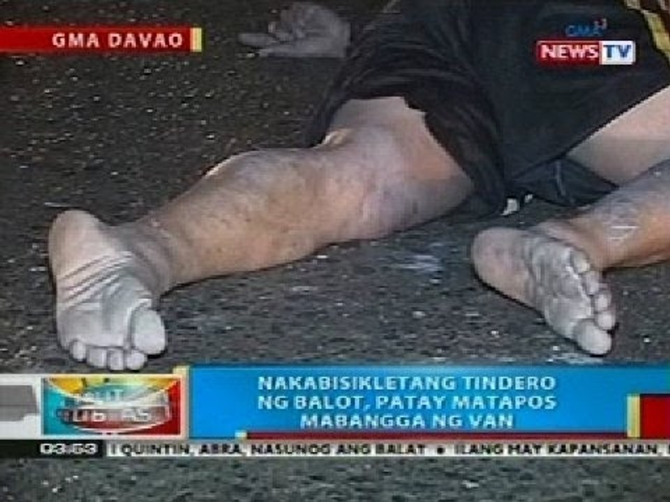 BP: Nakabisikletang tindero ng balot sa Davao City, patay matapos mabangga ng van
