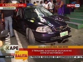 KB: 5 teenager, sugatan sa salpukan ng kotse at motorsiko sa QC