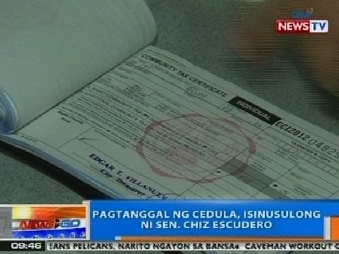 NTG: Pagtanggal ng cedula, isinusulong ni Sen. Chiz Escudero