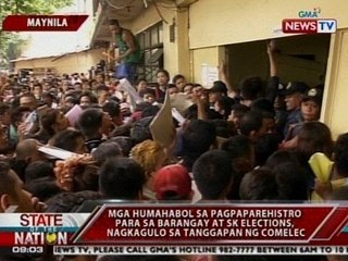 SONA: Mga humahabol sa pagpaparehistro para sa Barangay at SK Elections, nagkagulo sa Comelec