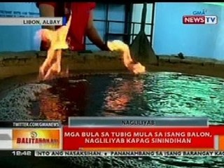 BT: Mga bula sa tubig mula sa isang blon sa Albay, nagliliyab kapag sinindihan