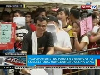 BP: Pagpaparehistro para sa barangay at SK elections, hanggang bukas na lang
