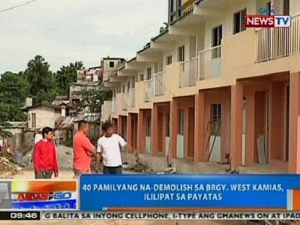 NTG: 40 pamilyang na-demolish sa Brgy. West Kamias, ililipat sa Payatas