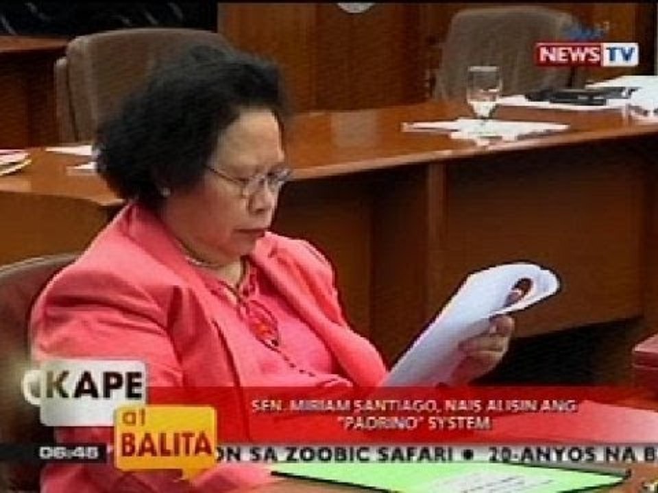 KB: Sen. Miriam Santiago, nais alisin ang 'Padrino' system