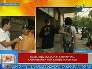 UB: Snatching, holdup at carnapping, karaniwan sa mga krimen sa Maynila