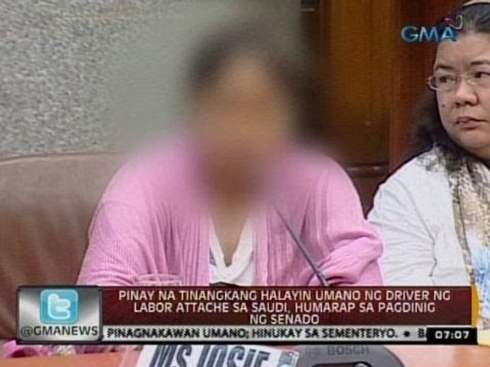 Pinay na tinangkang halayin umano ng driver ng labor attache sa Saudi, humarap sa pagdinig ng Senado