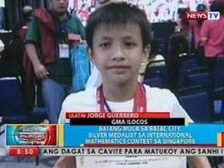 Batang mula sa Batac City, silver medalist sa int'l mathematics contest sa Singapore