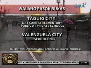 24 Oras: Ilang klase, suspendido na rin bukas