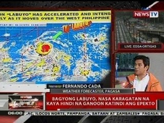 QRT: Bagyong Labuyo, nasa karagatan na kaya hindi na ganoon katindi ang epekto
