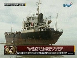 24 Oras: Abandonadong barkong sumadsad, posibleng inanod mula sa Bataan