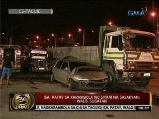 24 Oras: Isa, patay sa karambola ng siyam na sasakyan; walo, sugatan