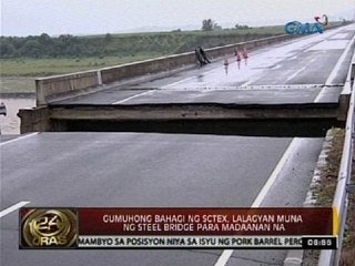 24 Oras: Gumuhong bahagi ng SCTEX, lalagyan muna ng steel bridge para madaanan na