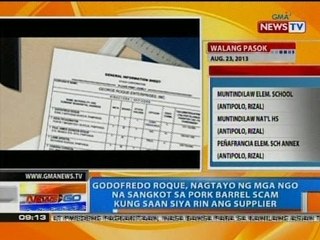 Godofredo Roque, nagtayo ng mga NGO na sangkot sa pork barrel scam kung saan sya rin ang supplier