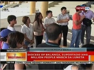 BT: Diocese of Balanga, suportado ang Million People March sa Luneta