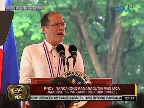 24 Oras: PNoy, nangakong pananagutin ang mga umabuso sa paggamit ng pork barrel