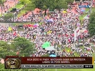 24 Oras:  Mga boss ni PNoy, nagsama-sama sa protesta laban sa pork barrel