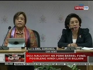 QRT: DOJ: Nalustay na pork barrel fund, posibleng hindi lang P10-B