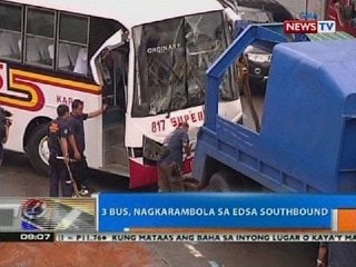 NTG: 3 bus, nagkarambola sa EDSA Southbound