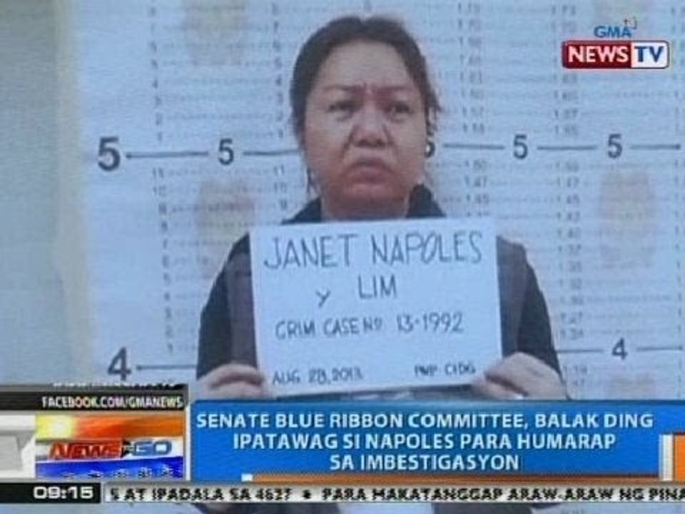 NTG: Senate blue ribbon committee, balak ding ipatawag si Napoles para humarap sa imbestigasyon