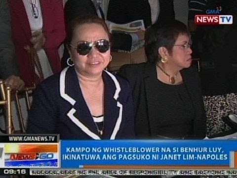 NTG: Kampo ng whistleblower na si Benhur Luy, ikinatuwa ang pagsuko ni Napoles